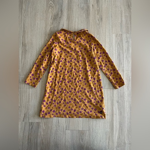 Tea Collection Girls Apple/Plum Polka Dot Dress Yellow Collared Long Sleeves - 7 - Picture 5 of 8